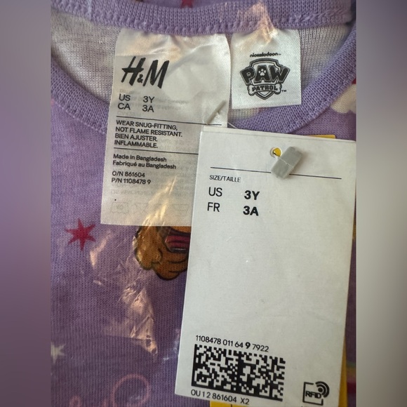 H&M Kids Paw Patrol Skye Rainbow Jersey Pajamas PJs Short Sleeve Set Girls 3T - Picture 4 of 4